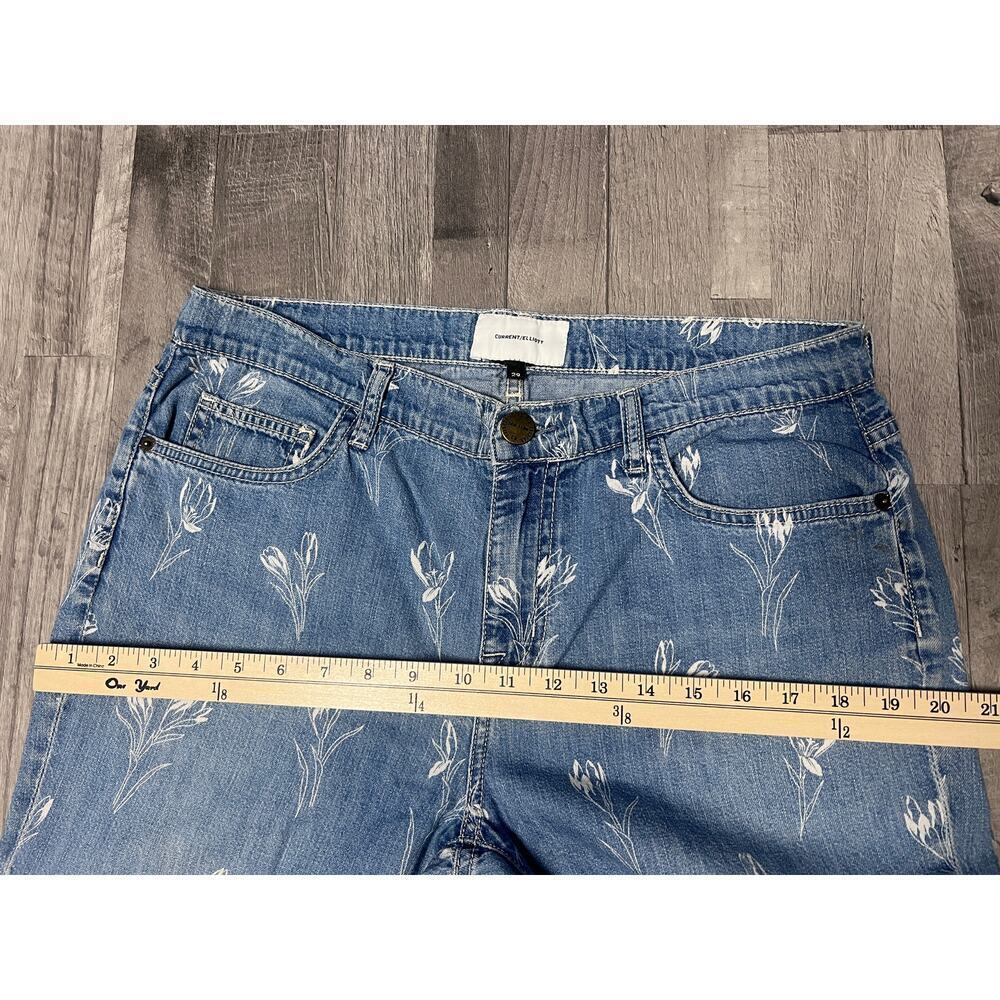 Current/Elliott Floral Print Jeans Women 29 Blue Straight Leg High Rise Designer - Picture 6 of 7